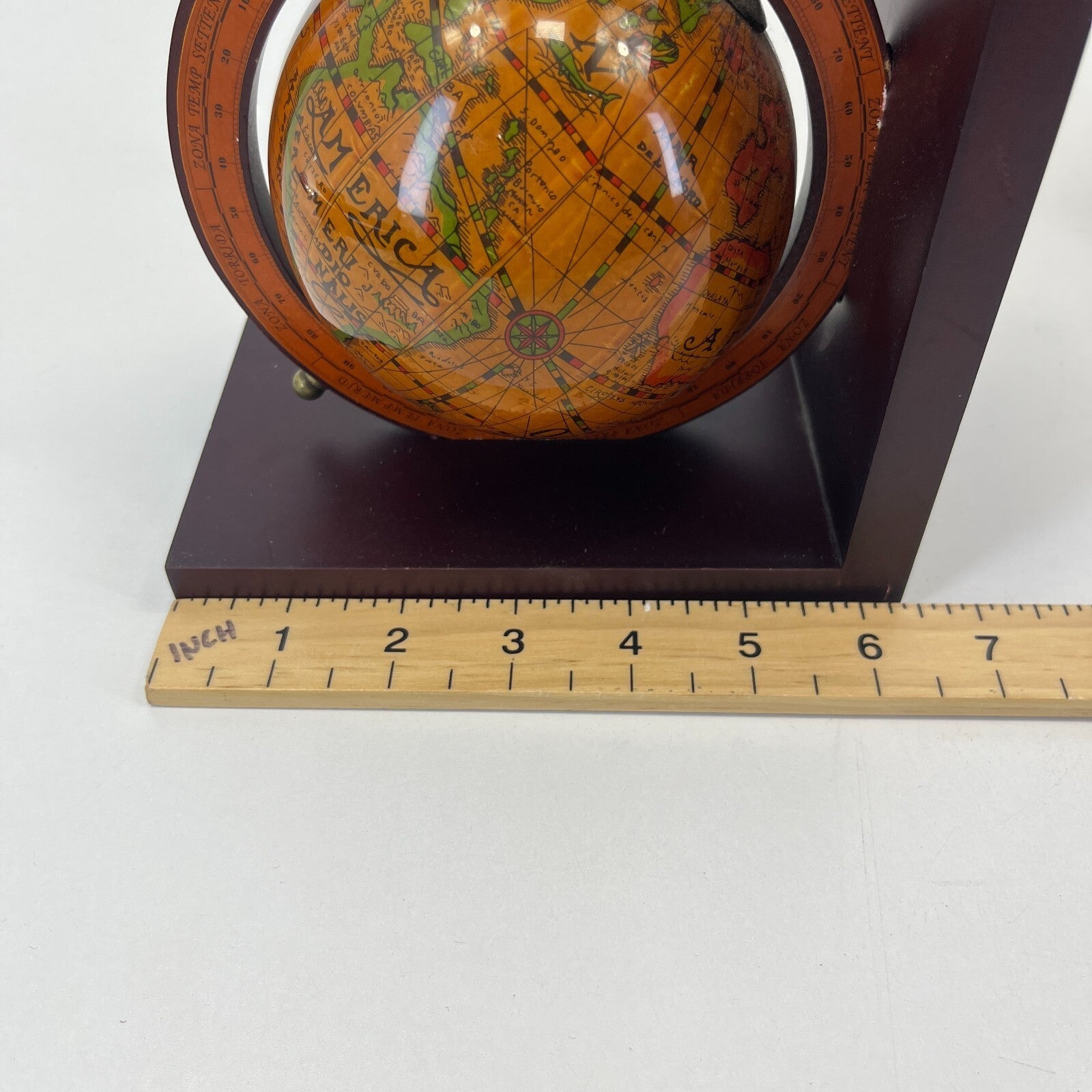 Pair of Wooden Old World Spinning Globe Bookends - Office Decor
