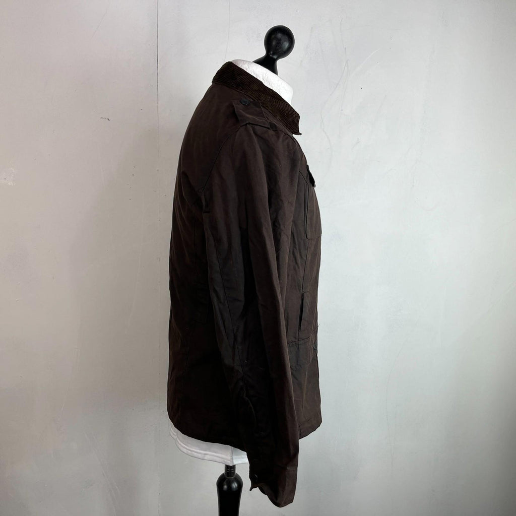 Mc Orvis Wax Jacket Women's size S Brown Country Coat with Corduroy Collar