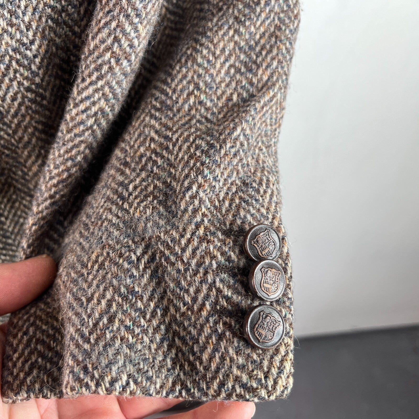 Crombie Men's Brown Herringbone Pure Wool Blazer size Medium
