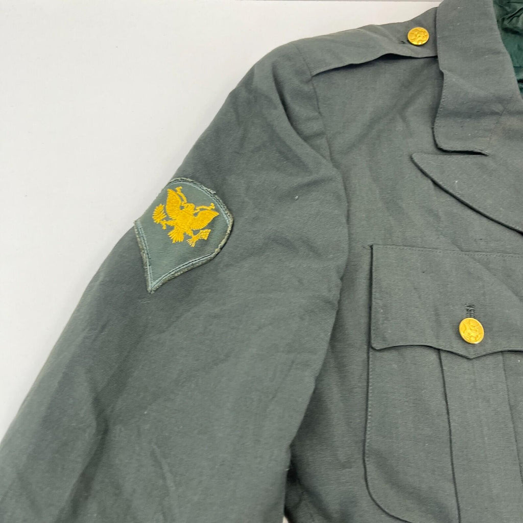 US Army Military Issued AG44 Uniform Jacket Blazer Green with Badges size 36R