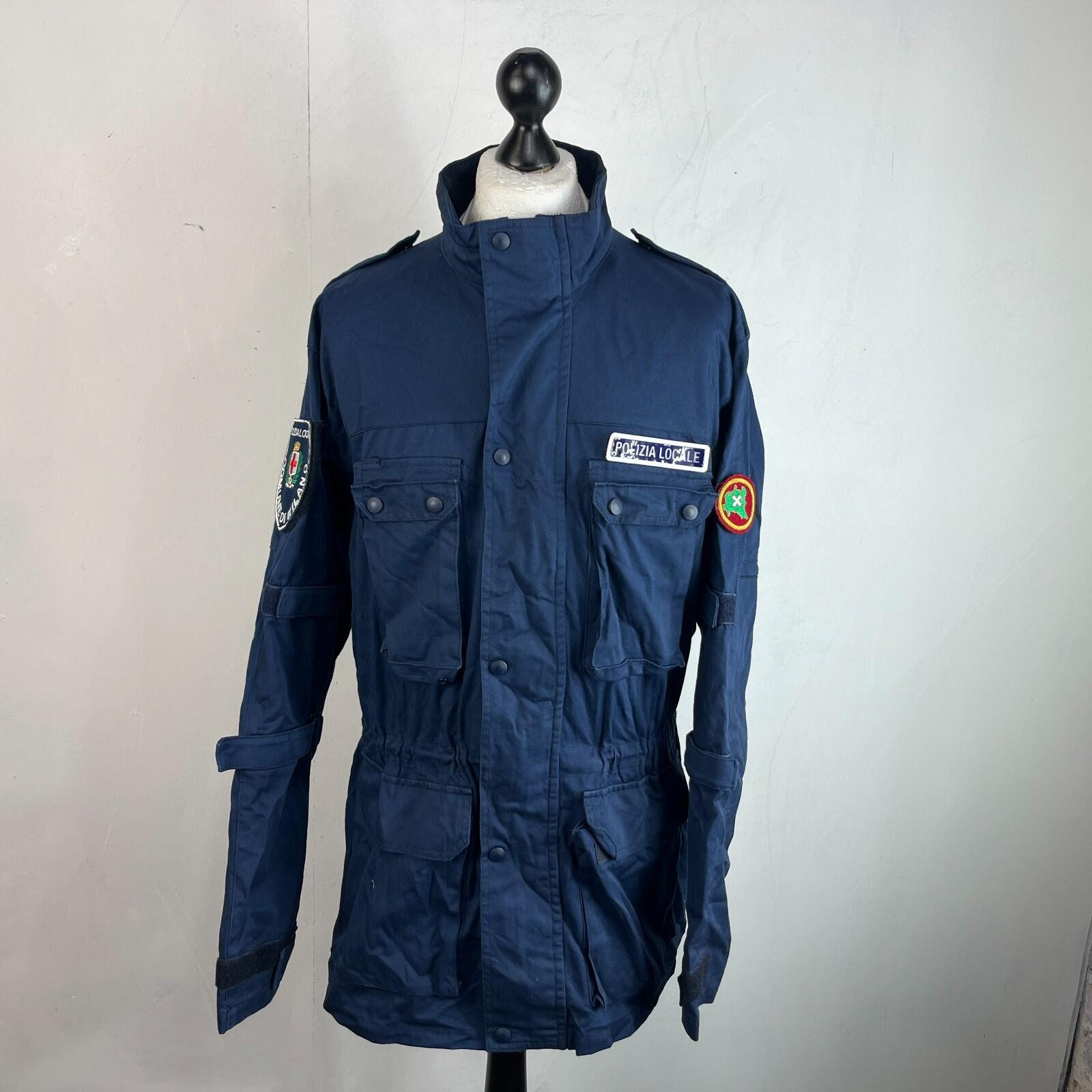 Polizia Locale Milan Police Parka Jacket in Navy Blue with Badges size 2XL