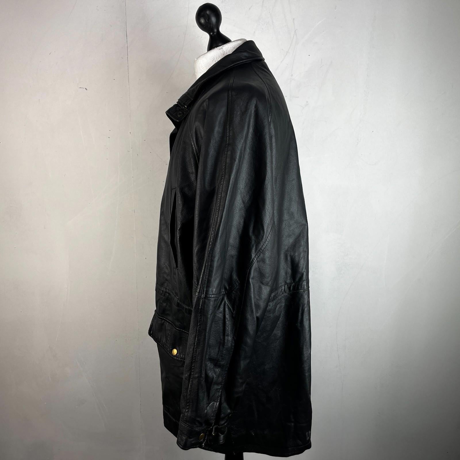 Paragon Mens Mid Length Leather Jacket Coat size XL in Black