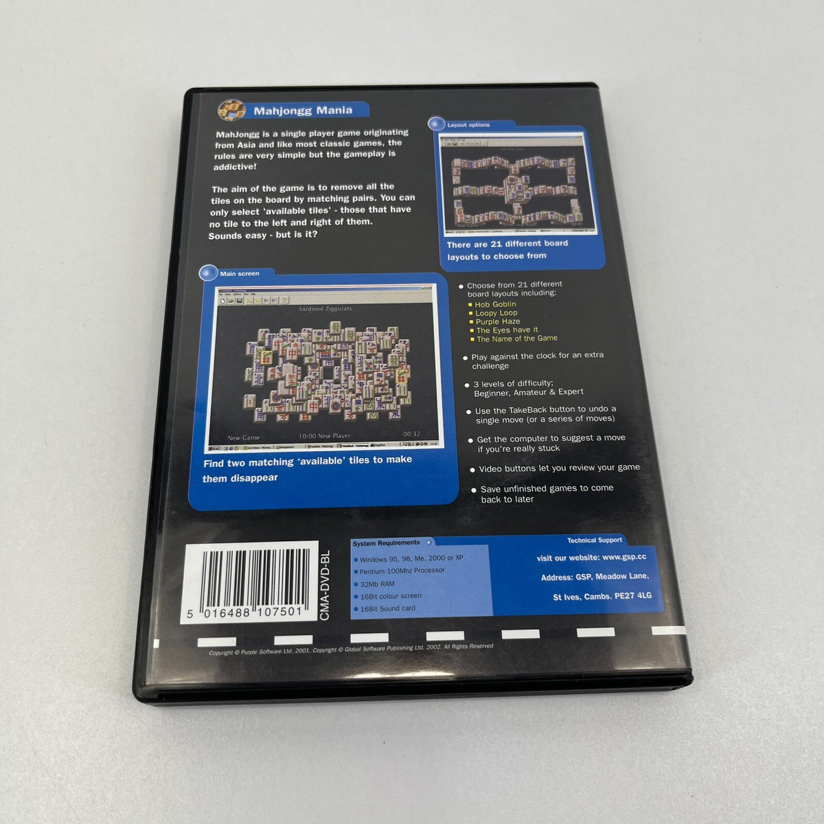 Mahjongg Mania PC CD-Rom - Tile Game - Near Mint Condition