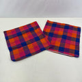 2x RSW 100% Cotton Cushion Pillow Covers Orange/Pink/Purple Check 38cm x 38cm