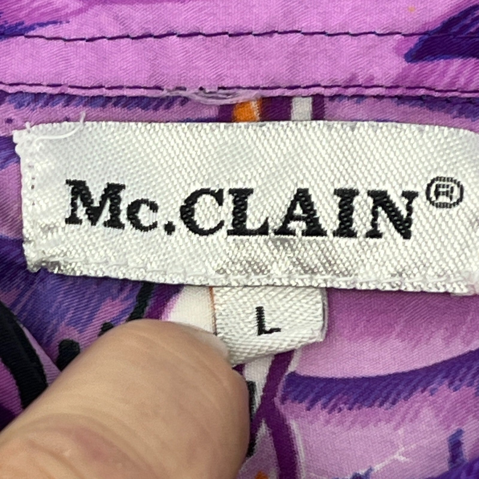 McClain Purple Floral Mens Hawaiian Shirt Designer Holiday Short Sleeve size L