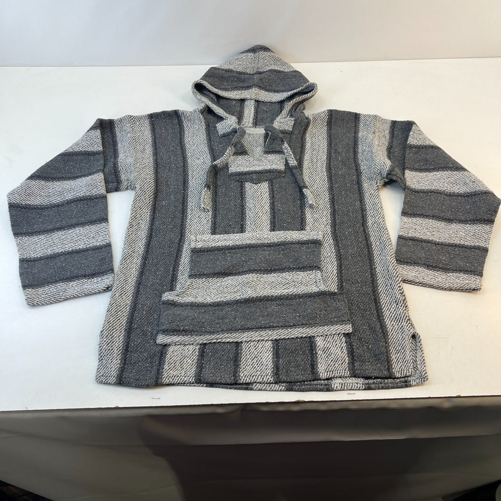 Genuine Mexican Baja Hoodie Pullover Hippie Festival Grey UK size Small