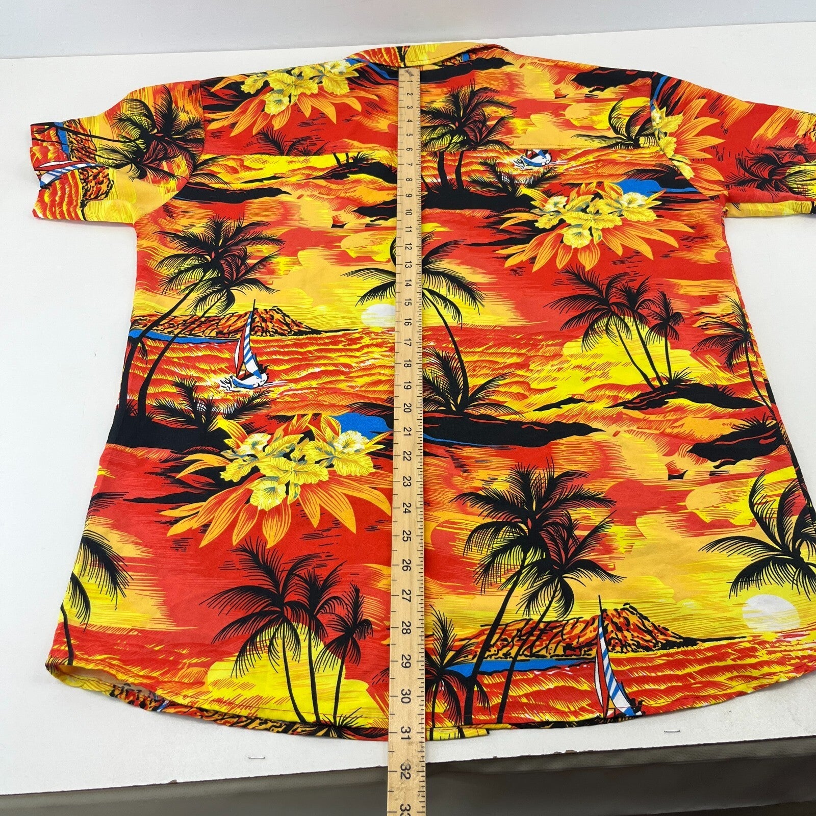Fight the Wolf Mens Orange Hawaiian Shirt Design Short Sleeve Holiday size XL