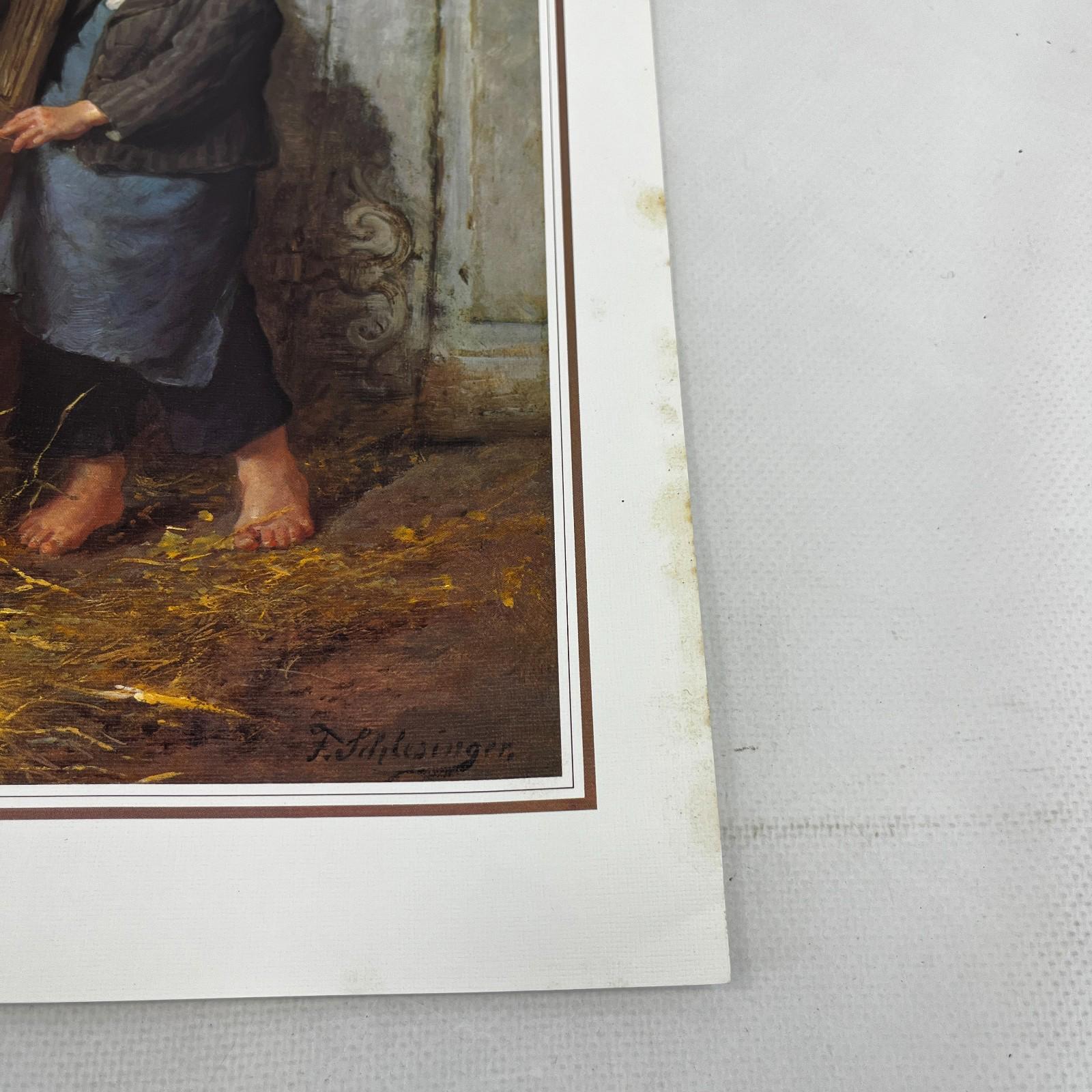 Children Feeding Rabbits - Felix Schlesinger Victorian Textured Print