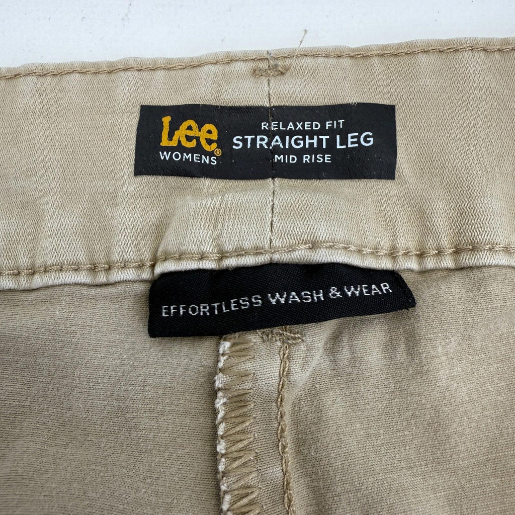 LEE Chino Trousers Cotton Blend Beige Relaxed Straight Leg Mid Rise size 22