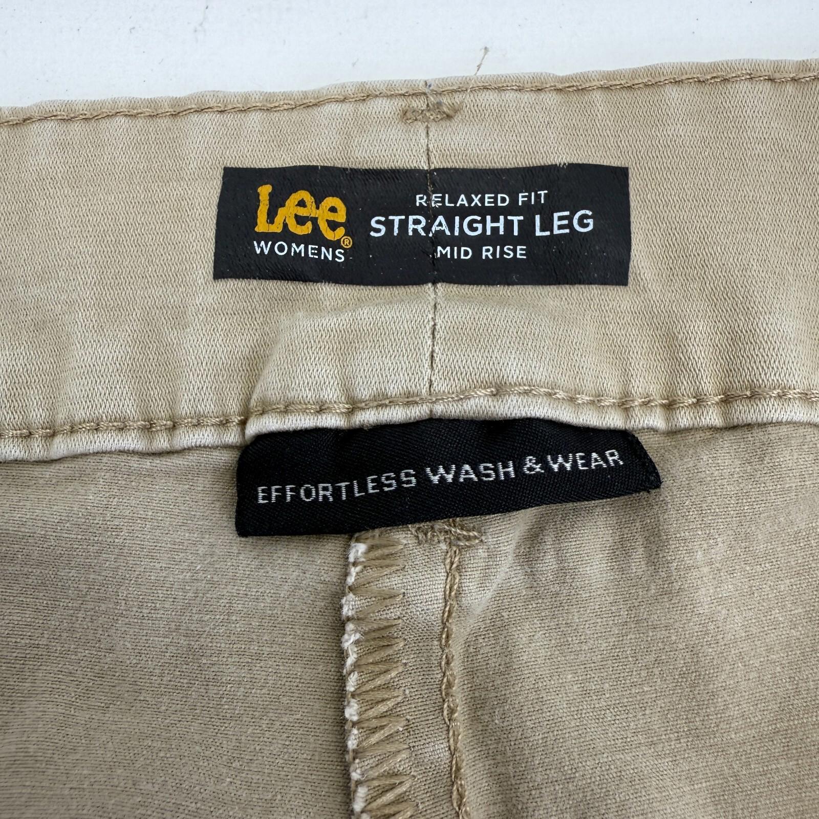 LEE Chino Trousers Cotton Blend Beige Relaxed Straight Leg Mid Rise size 22