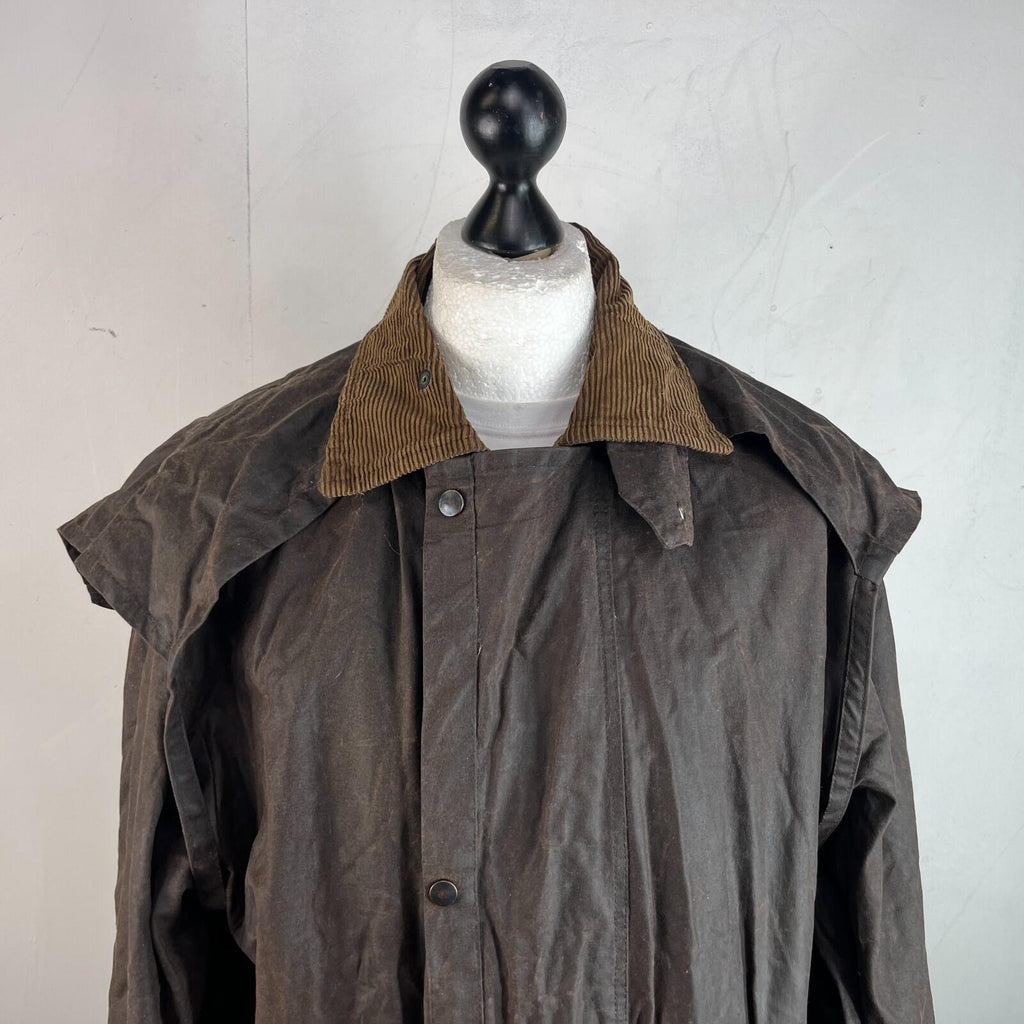 NKS Heavy Duty Brown Wax Waxed Stockman Riding Coat Jacket size XL