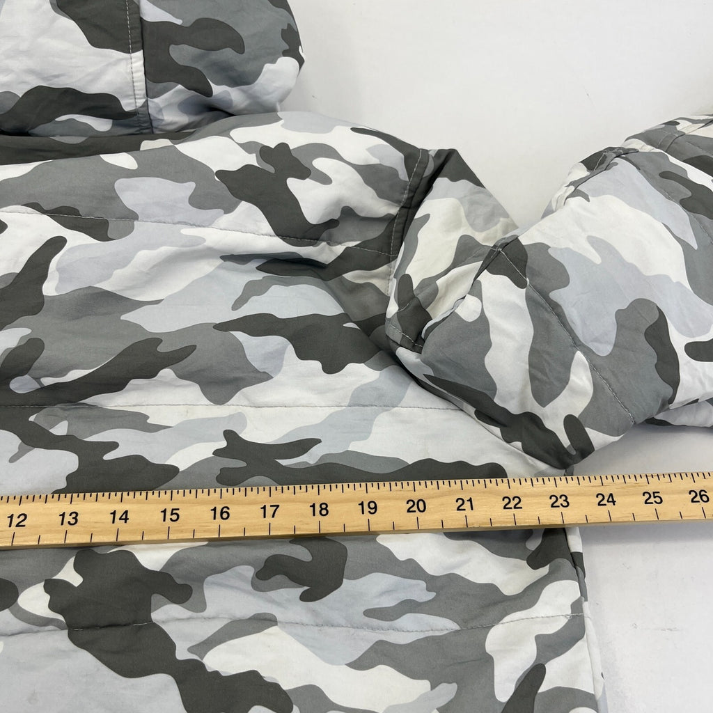 Tommy Hilfiger Camo Hooded Bomber Jacket size M Coat Grey White Water Resistant