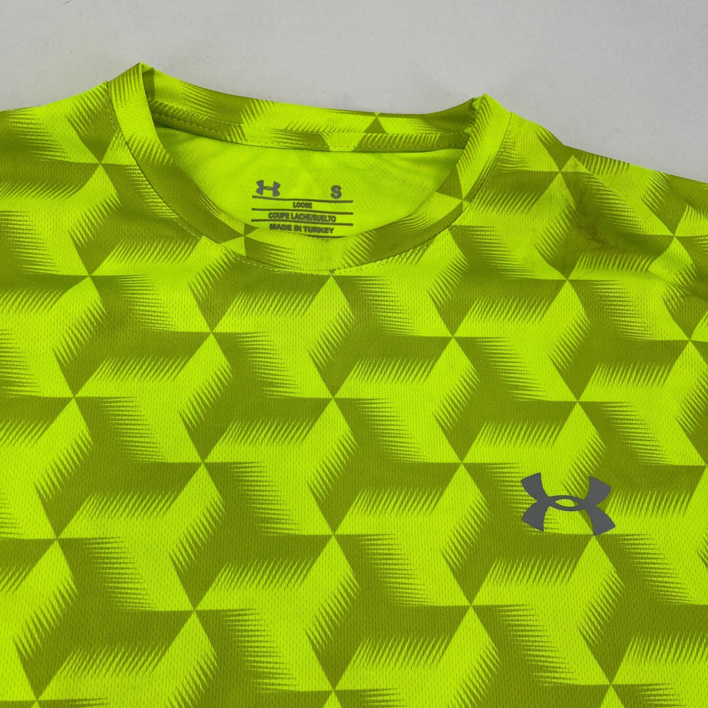 Under Armour Men's T-Shirt Fluorescent Green size Small - Logo Gym Wear