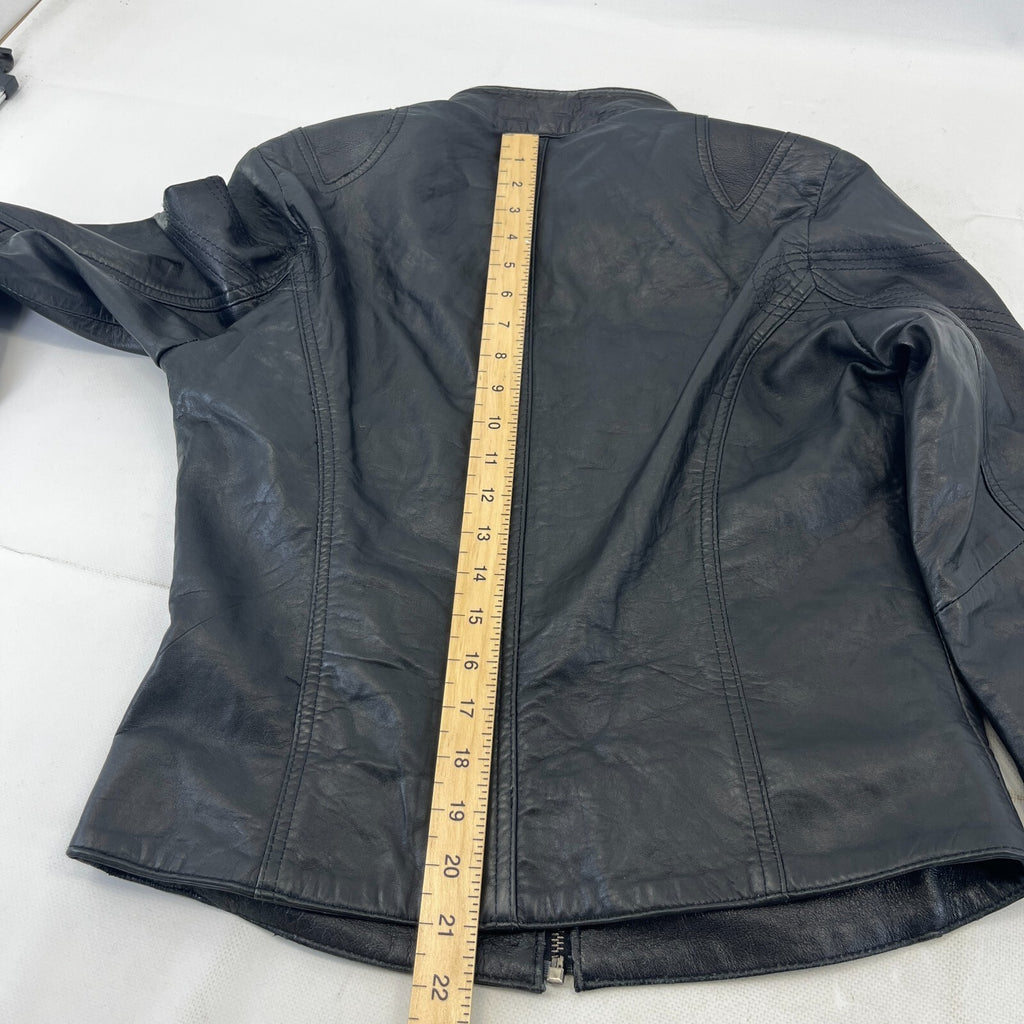 Aviatrix Women's Real Leather Biker Jacket in Black size M
