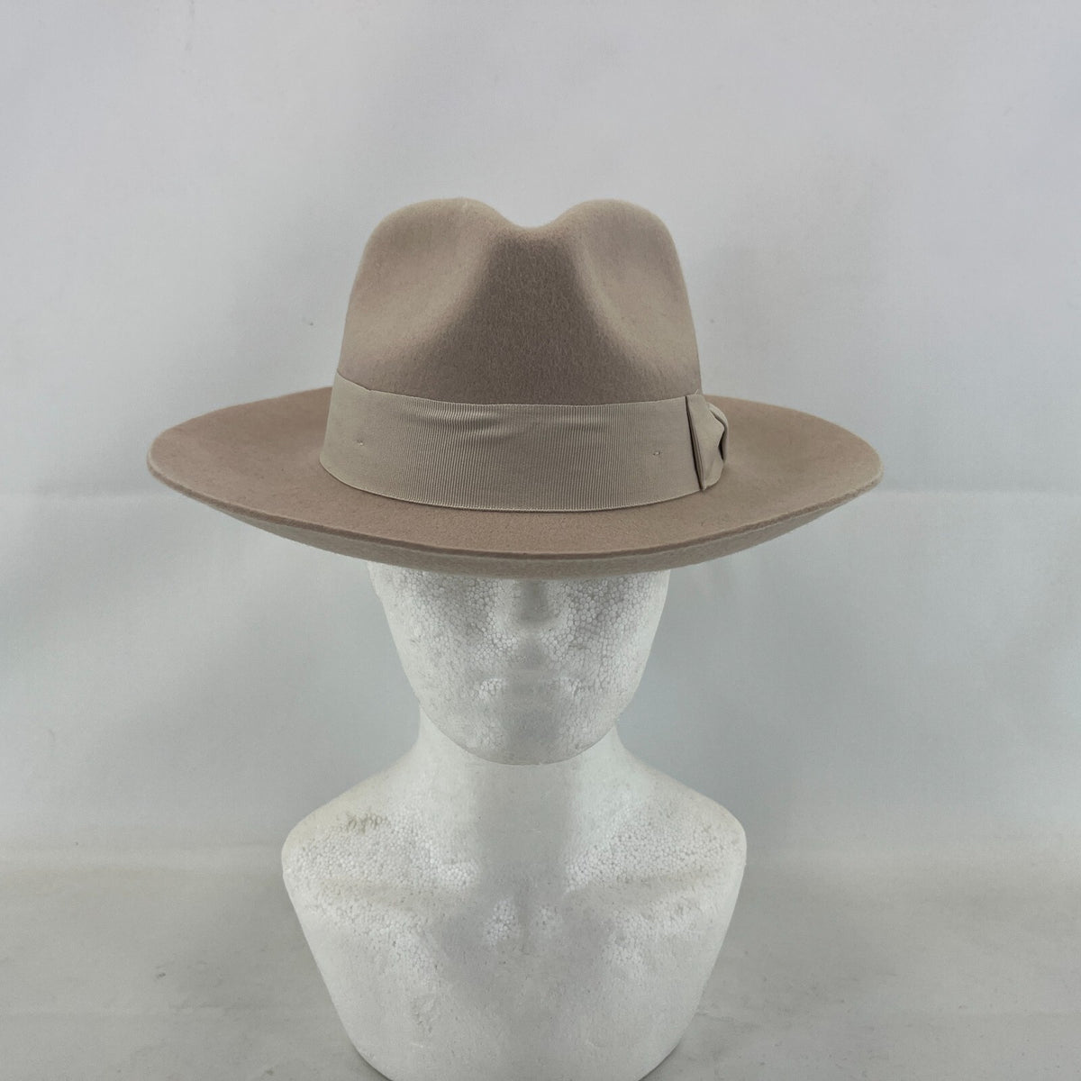 Palms Halt 100% Wool Handmade Textured Fedora Hat in Beige size M 56