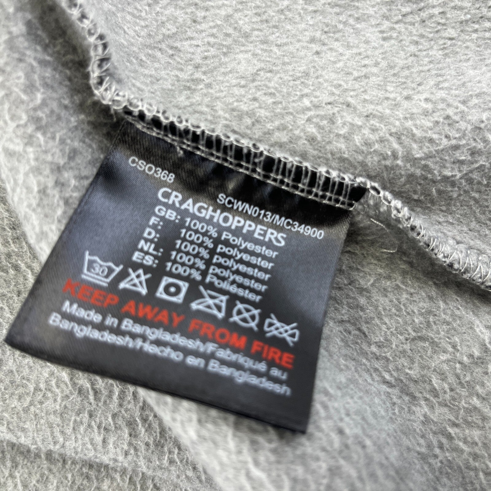 Craghoppers Womens Hybrid Fleece Jacket Grey Padded Quilted Size UK 18 - EU 44