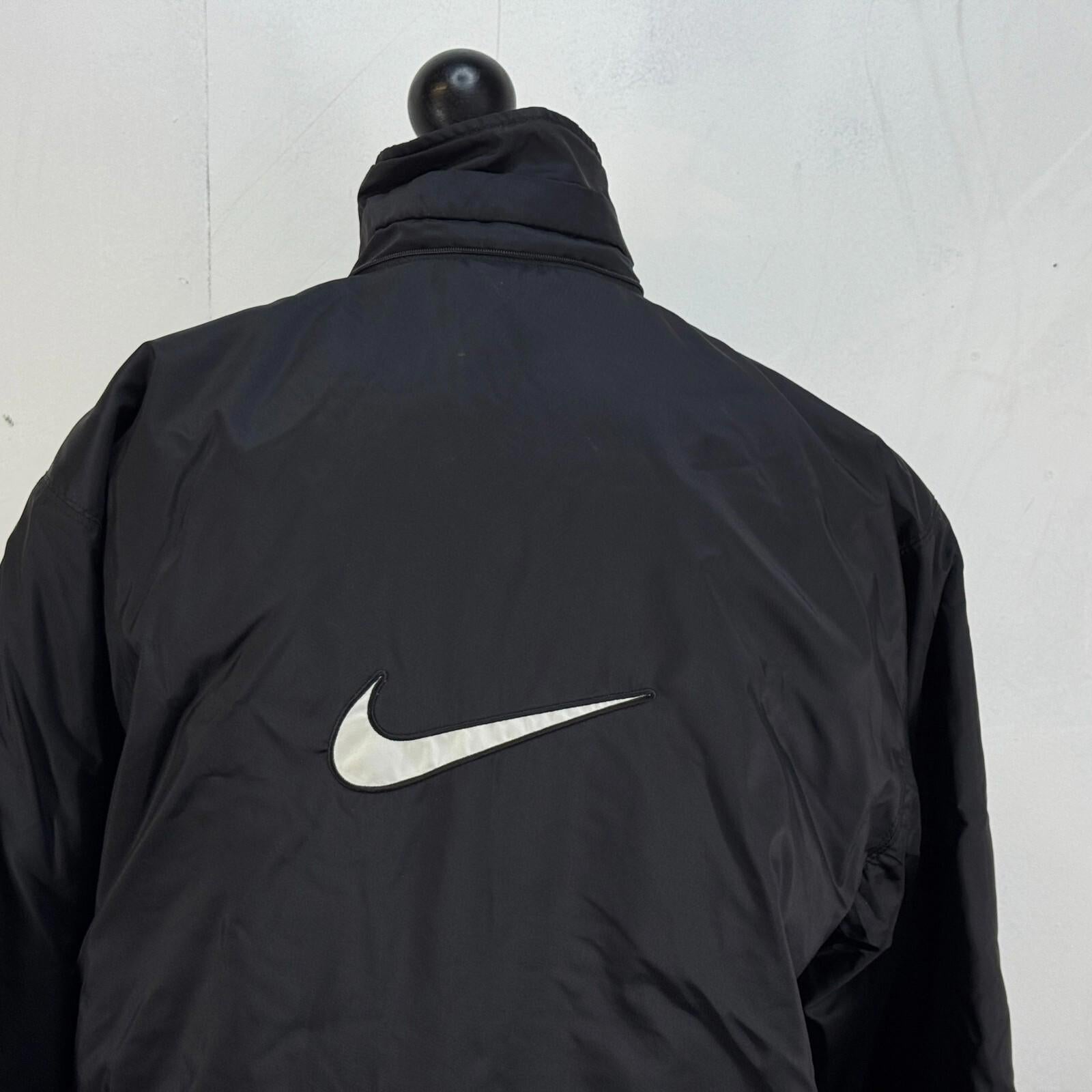 Vintage Nike Quilted Coat Jacket in Black Y2K 90s size Medium