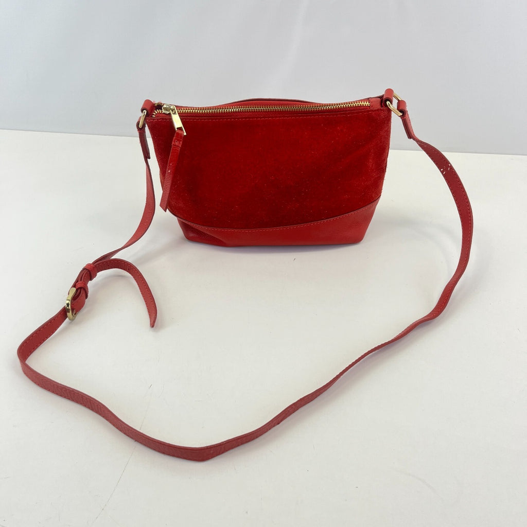 Monsoon Bright Red Suede Handbag Small Over the Shoulder Bag