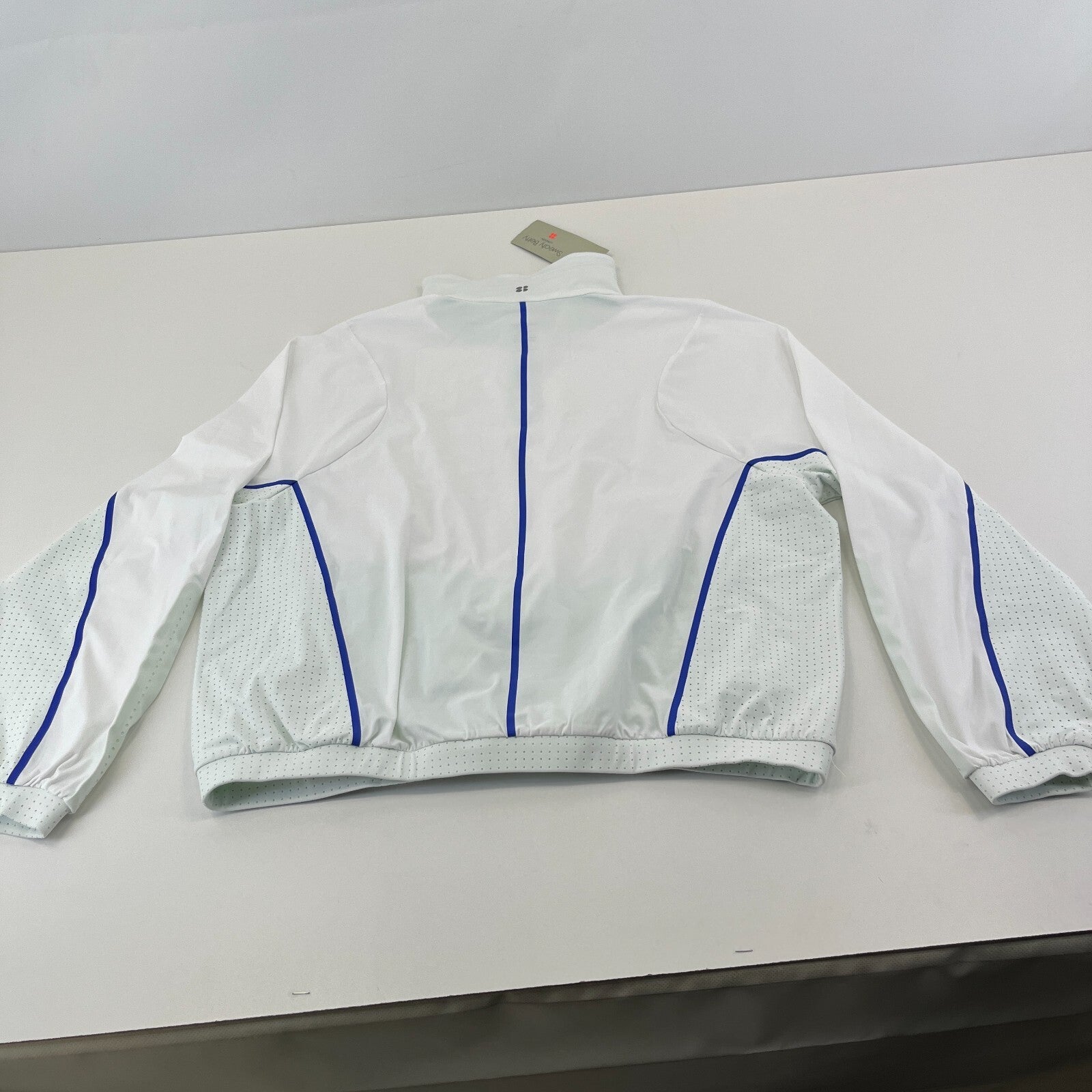Sweaty Betty Gravity Run Half Zip Jacket Womens size M White Mint Green Pullover