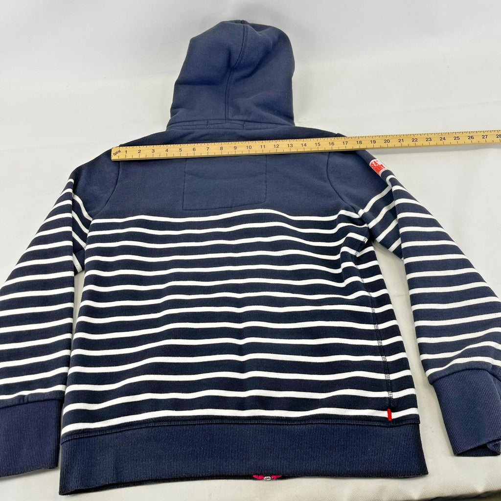 Superdry Sweatshirt Hoodie Navy Blue Striped Full Zip UK Women's size XL
