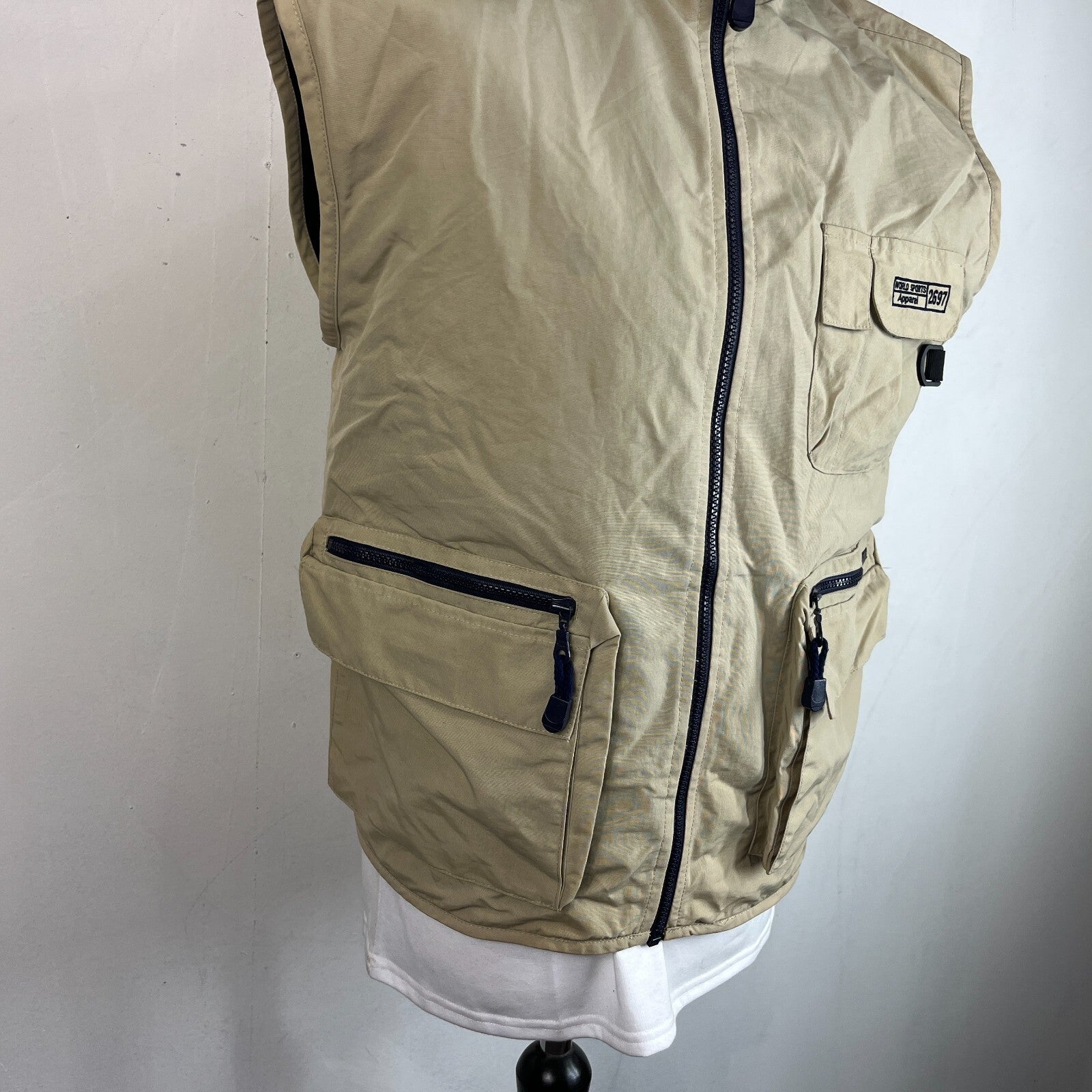 Hummel Hybrid Utility Vest Cargo Gilet Sleeveless Jacket size L Beige