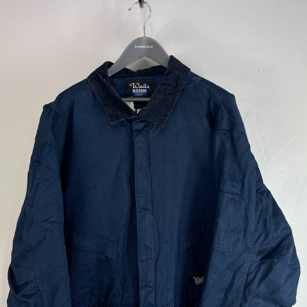 Vtg Walls Blizzard Pruf Heavy Duty Overalls Quilted Insulated in Blue 2XL Reg