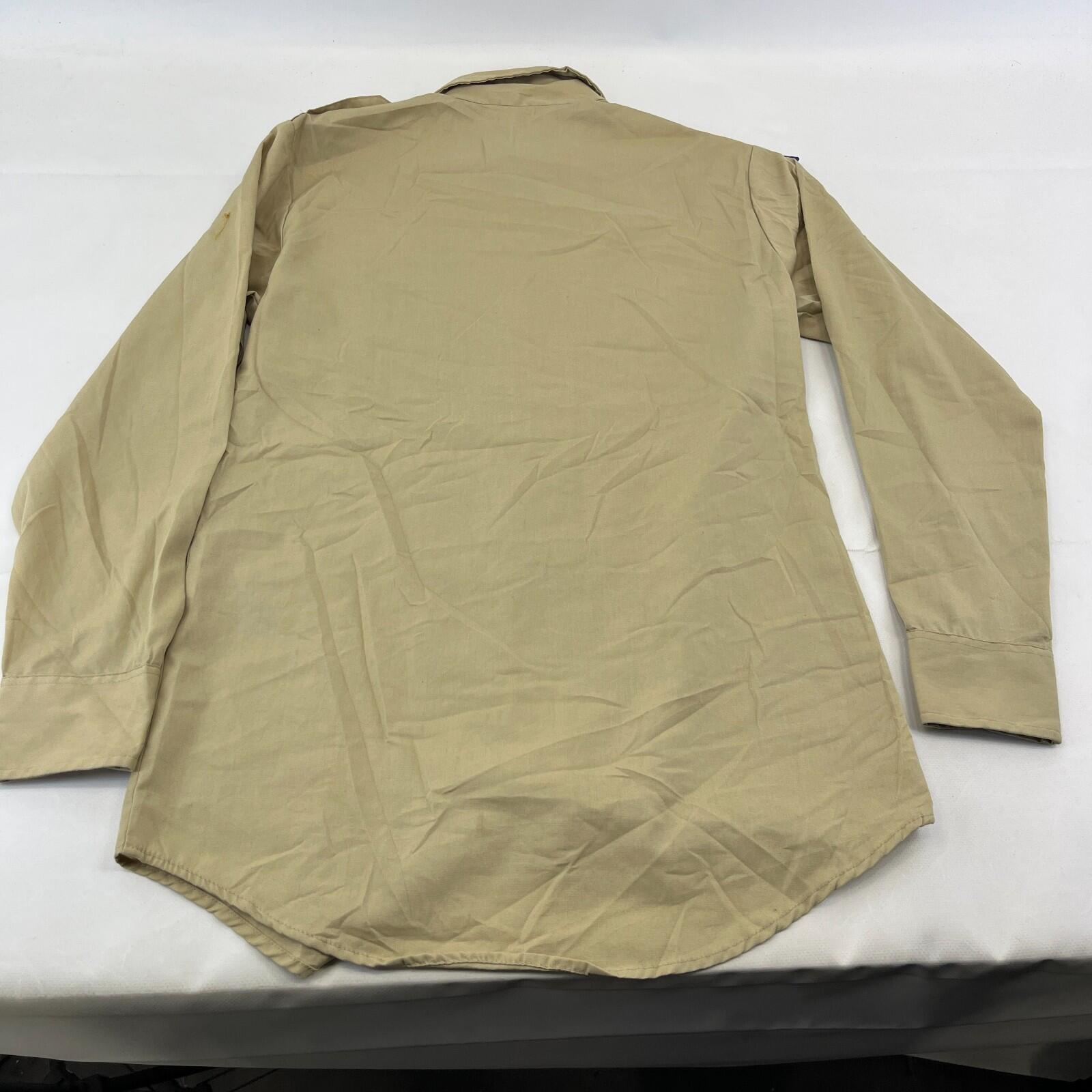 Boy Scouts of America Men's Shirt Long Sleeve in Beige with Badges size Small