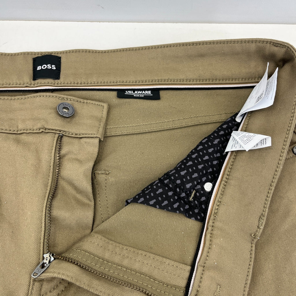 Hugo Boss Delaware Men's Jeans Slim Tapered W36" L32" Tan Brown Stretch