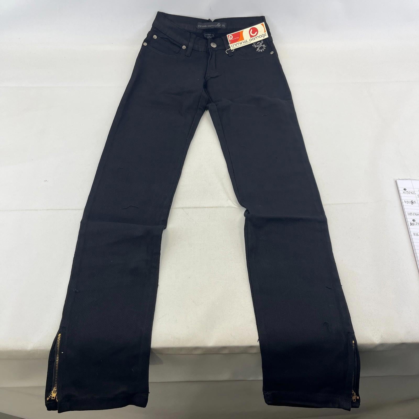 Criminal Damage Drainpipe Jeans Black W25 Skinny Fit Y2K Denim NWT Streetwear