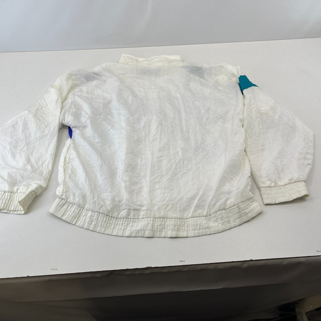 Vintage 80s Longstreet Missy Shell Suit Jacket White Colour Block size 2XL