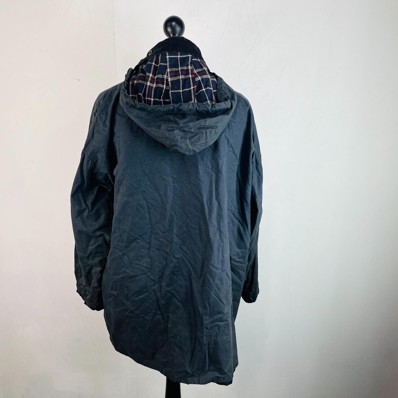 Mc Orvis Wax Jacket Mens size Large Black Waxed Coat Made in the UK
