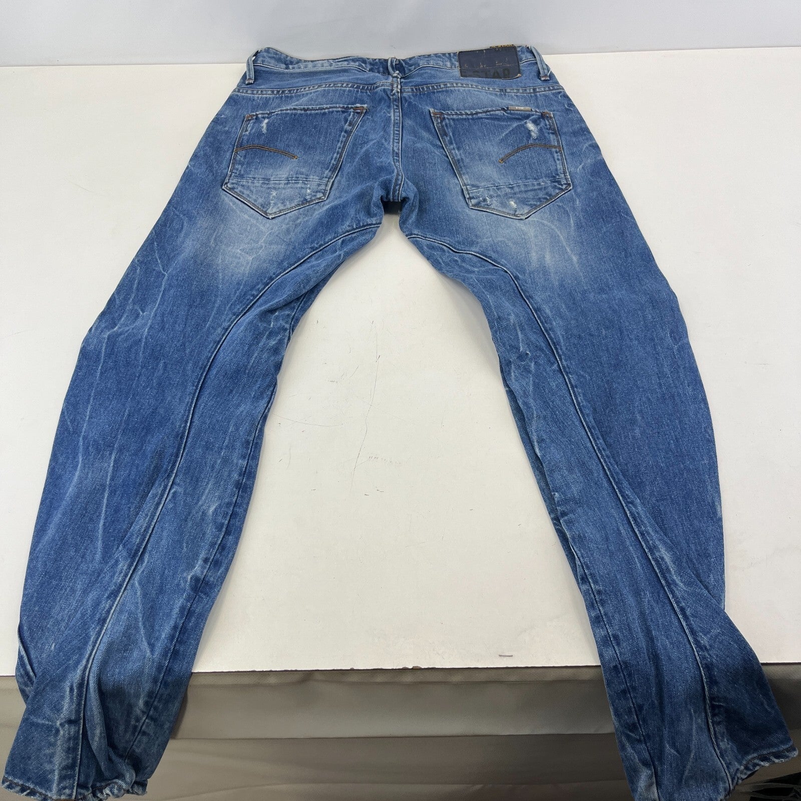 G Star Raw Originals Jeans Mens W32" L32" Blue Tapered Twisted Zip Fly Denim