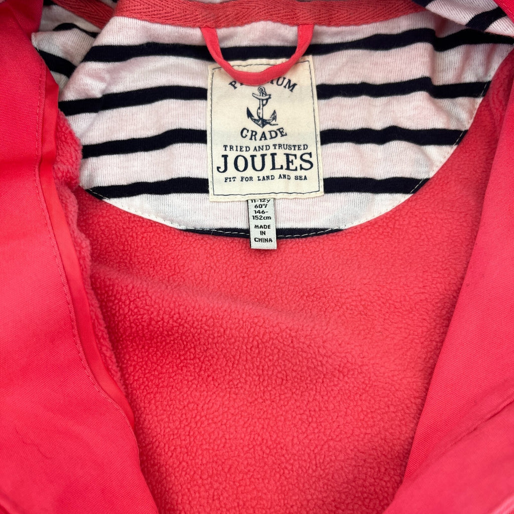 Joules Girls Waterproof Breathable Canvas Jacket Hooded in Pink size 11-12yrs