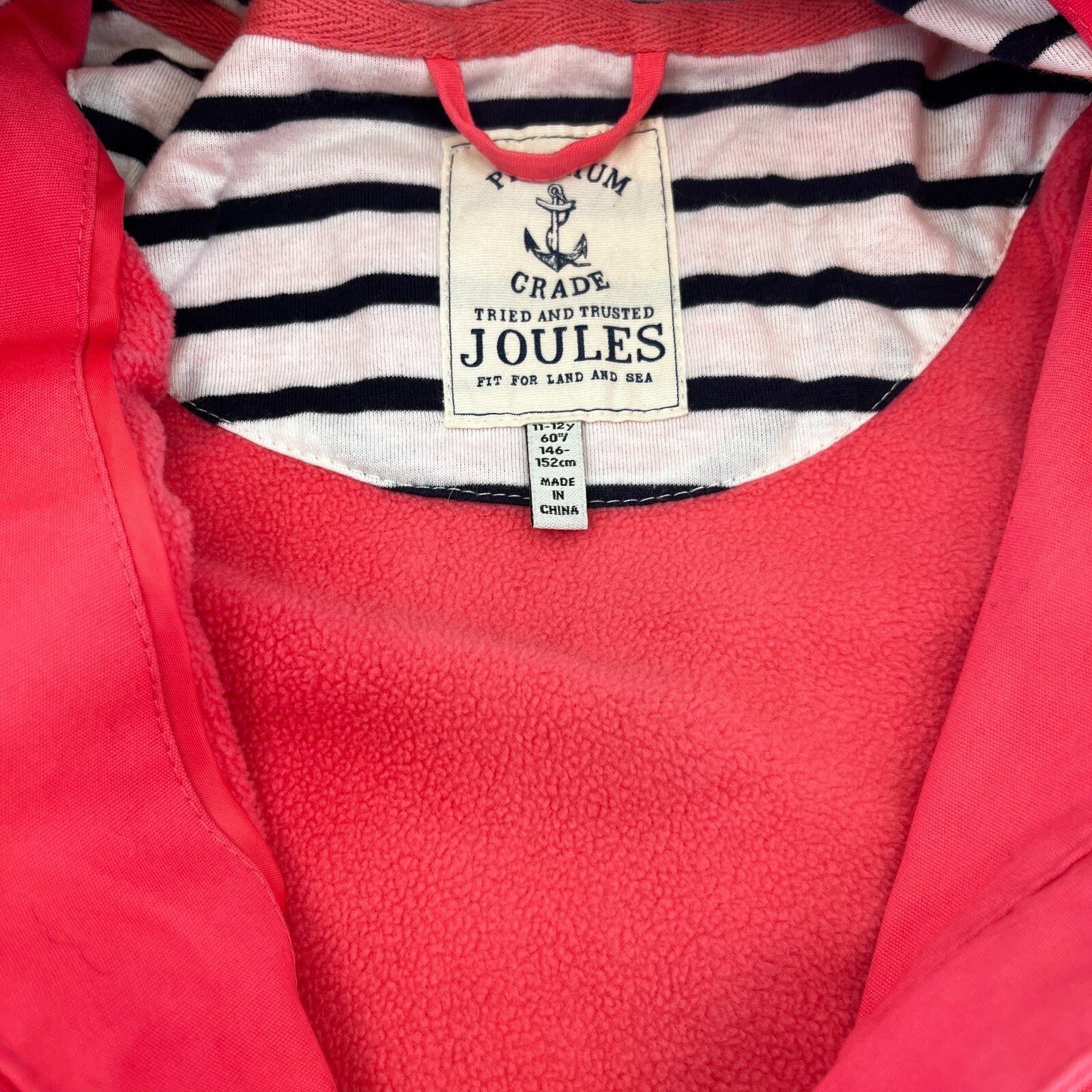 Joules Girls Waterproof Breathable Canvas Jacket Hooded in Pink size 11-12yrs