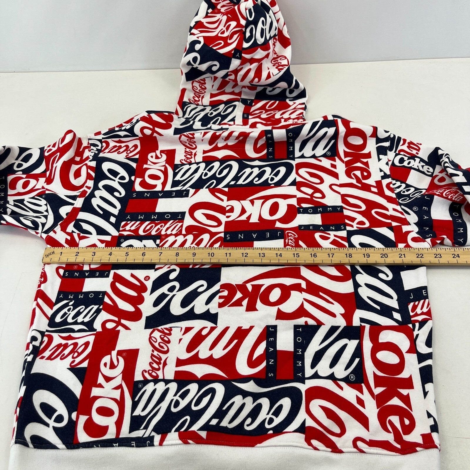 Rare Tommy Hilfiger Jeans Coca Cola Collab Hoodie Multicoloured Logo Pullover M