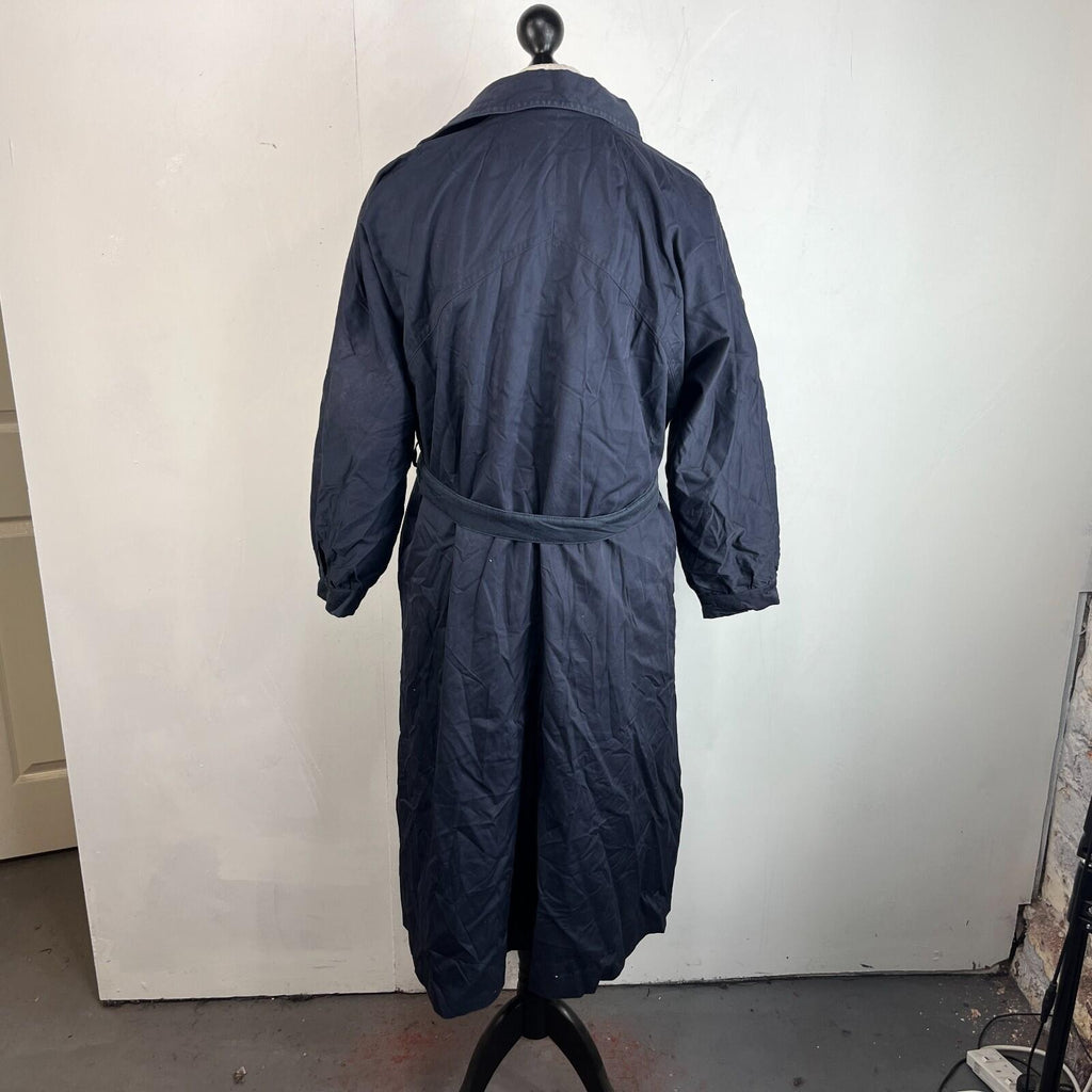Vintage C&A Women's Lined Trench Coat with Belt Navy Blue size 46