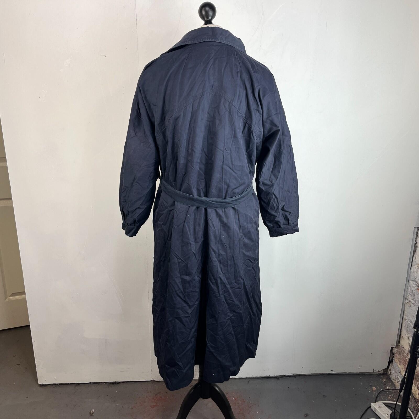 Vintage C&A Women's Lined Trench Coat with Belt Navy Blue size 46