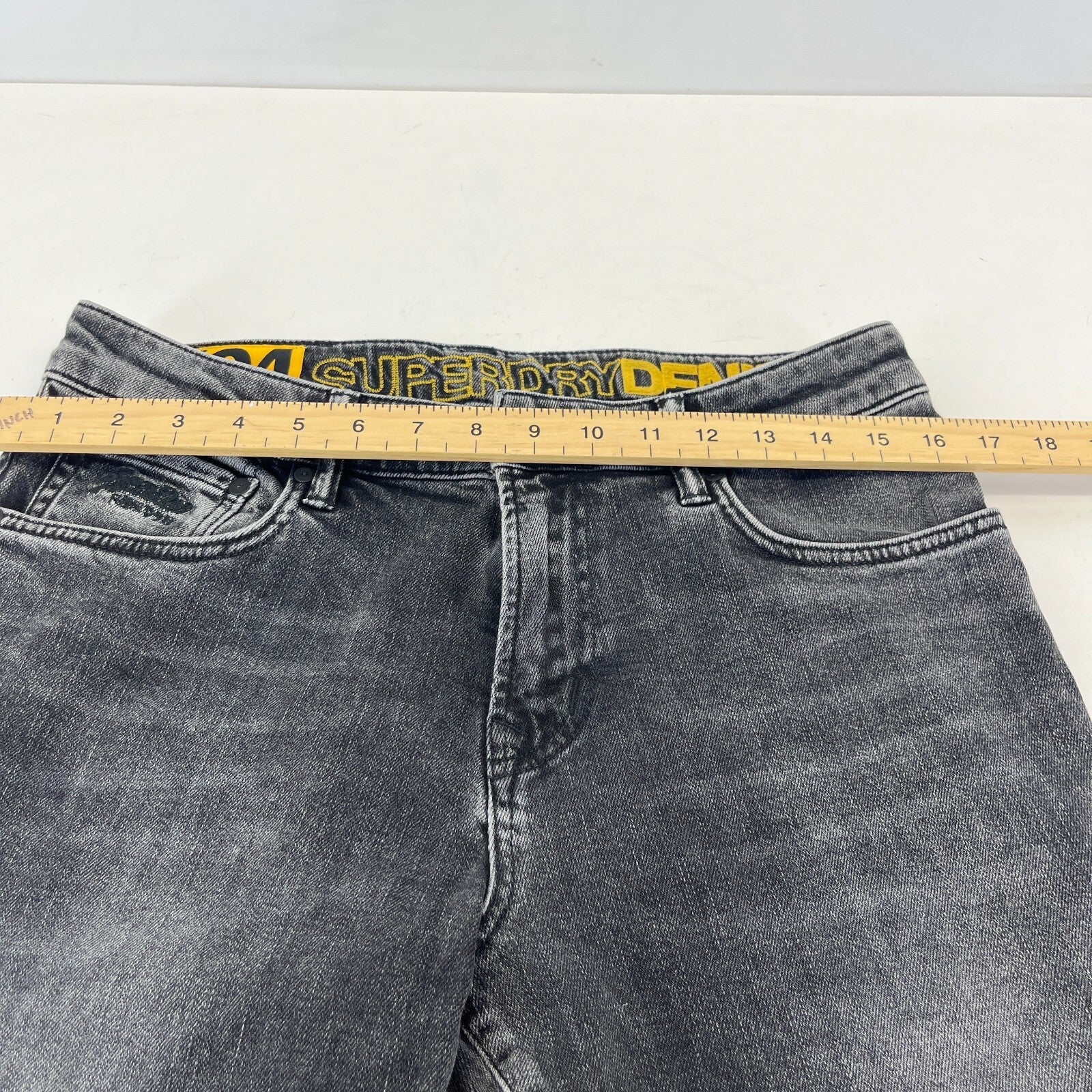 Mens SuperDry 04 Daman Straight Stretch Black Jeans W31" L31"