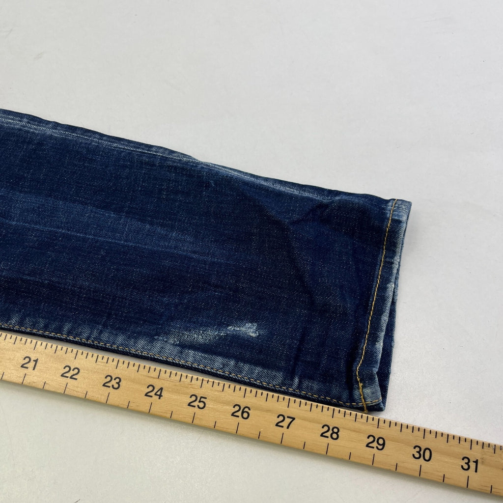 DSquared2 S74LB1010 Original Straight Fit Jeans size 46 W32" L29" Blue Distress