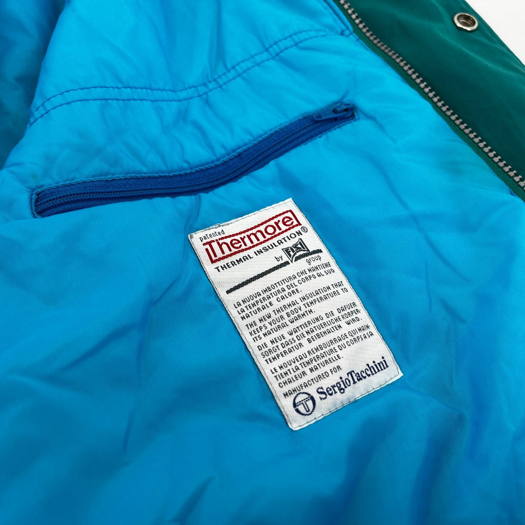 Vintage Sergio Tacchini 80s 90s Mens size M White Label Ski Jacket Blue & Green
