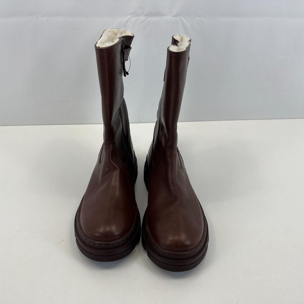 Next Premium Women's Brown Leather Faux Fur Lined Calf Boots size UK 4 / EU 37