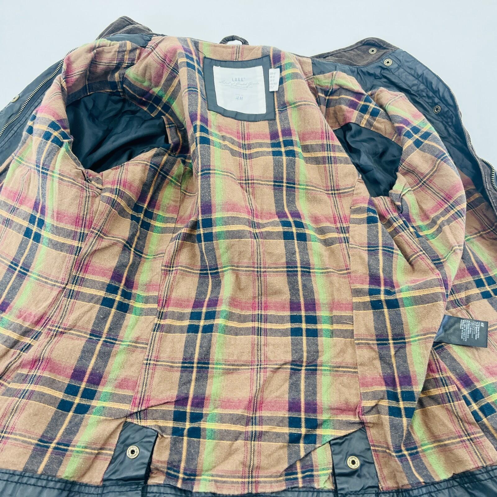 H&M Women's Wax Jacket in Black with Cord Collar size 12