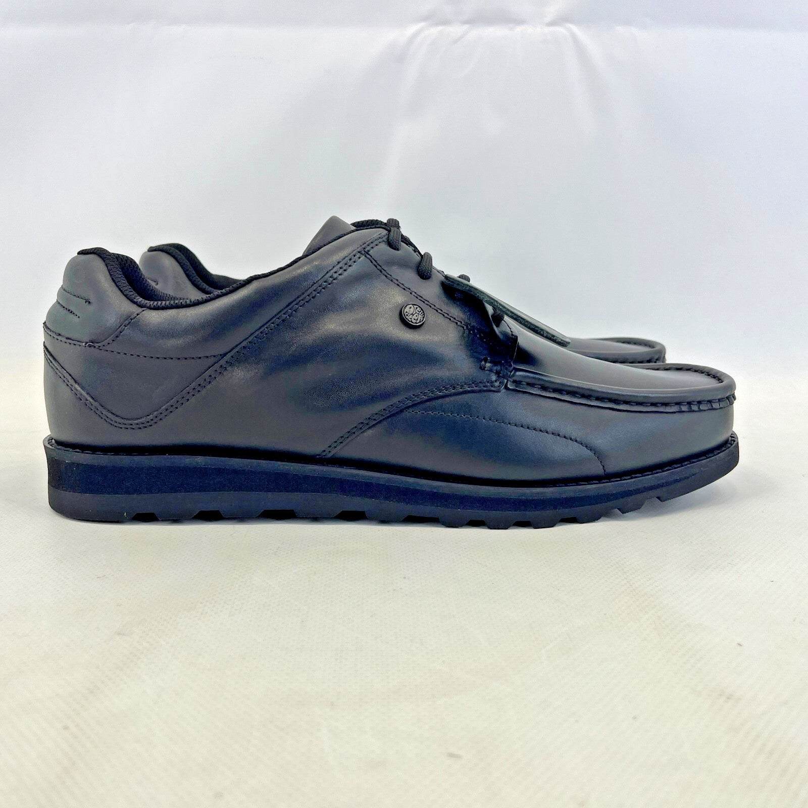 Pretty Green Harrow Lace Up Shoes Moccasin Loafers Men's Black Leather size 9.5