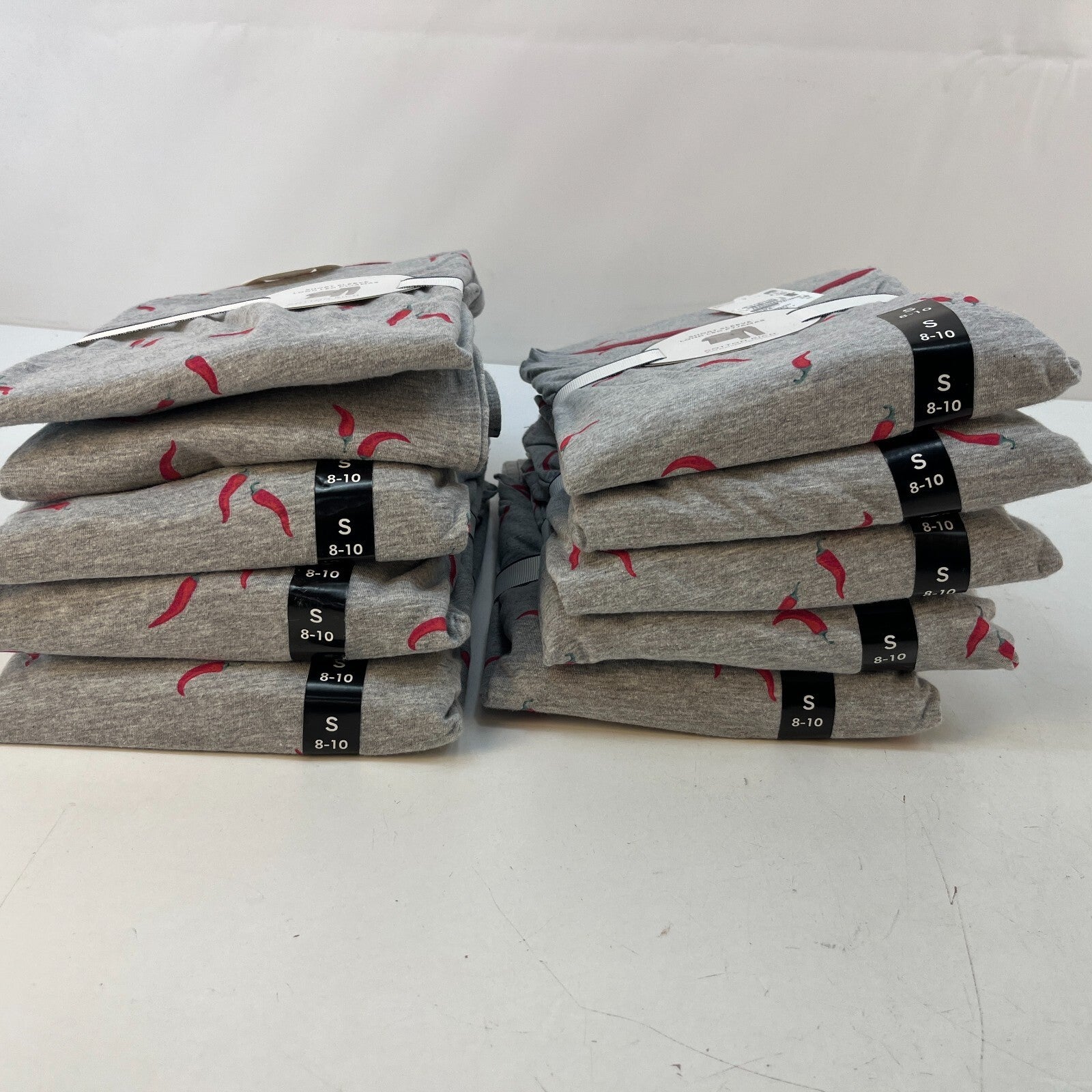 M&S Ladies Pyjama Set size S 8-10 Grey with Chillies Long Leg Short Sleeve  BNWT