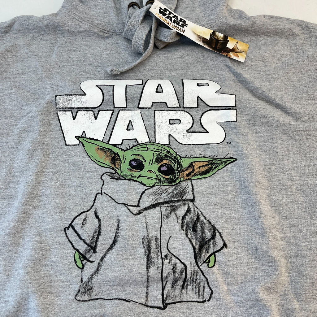 Original Star Wars Mandalorian Baby Grogu Hoodie in Grey size Medium - New