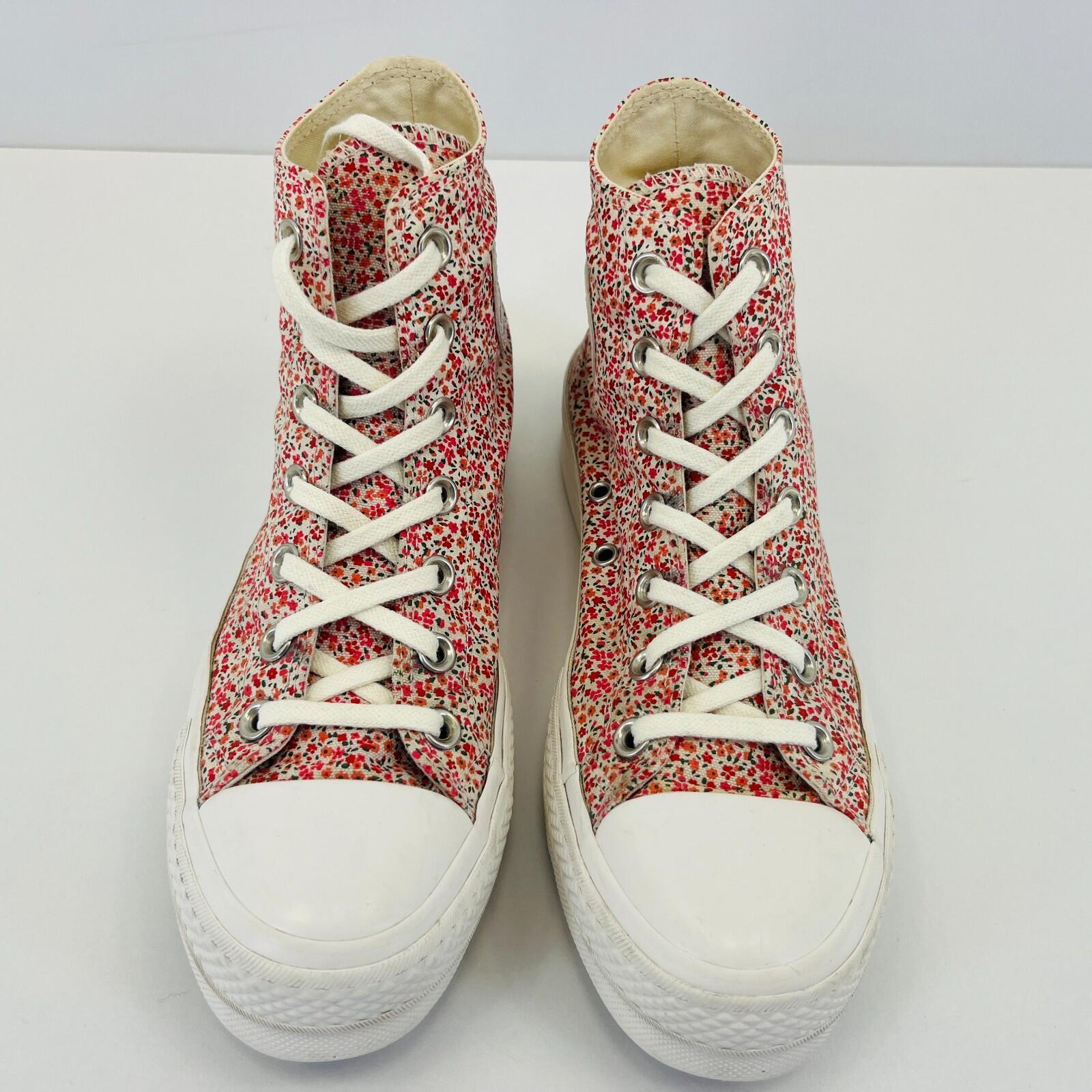 Converse All Star Chuck Taylor Hi-Top Red/White Floral Womens Trainers UK 5