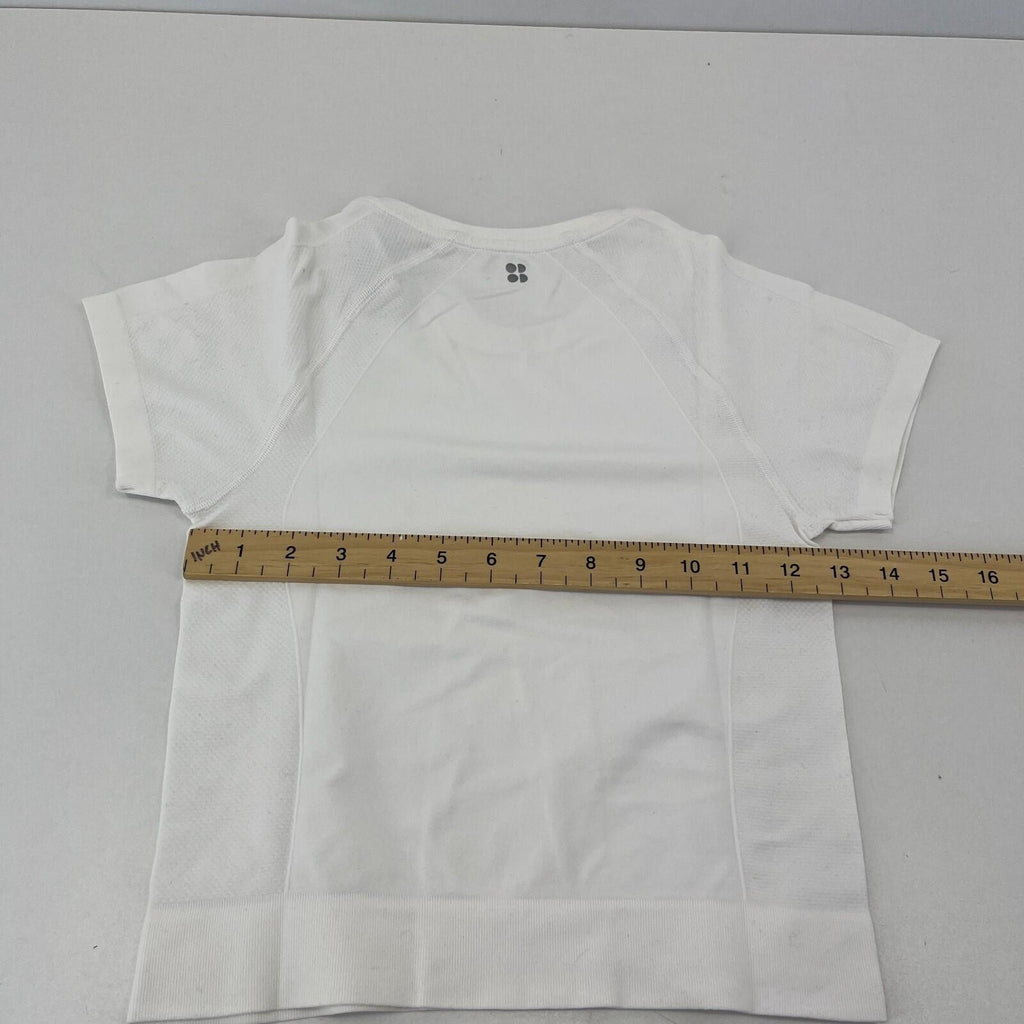 Sweaty Betty Athlete Seamless Cropped T-Shirt White UK XS Near Mint - Gym Yoga