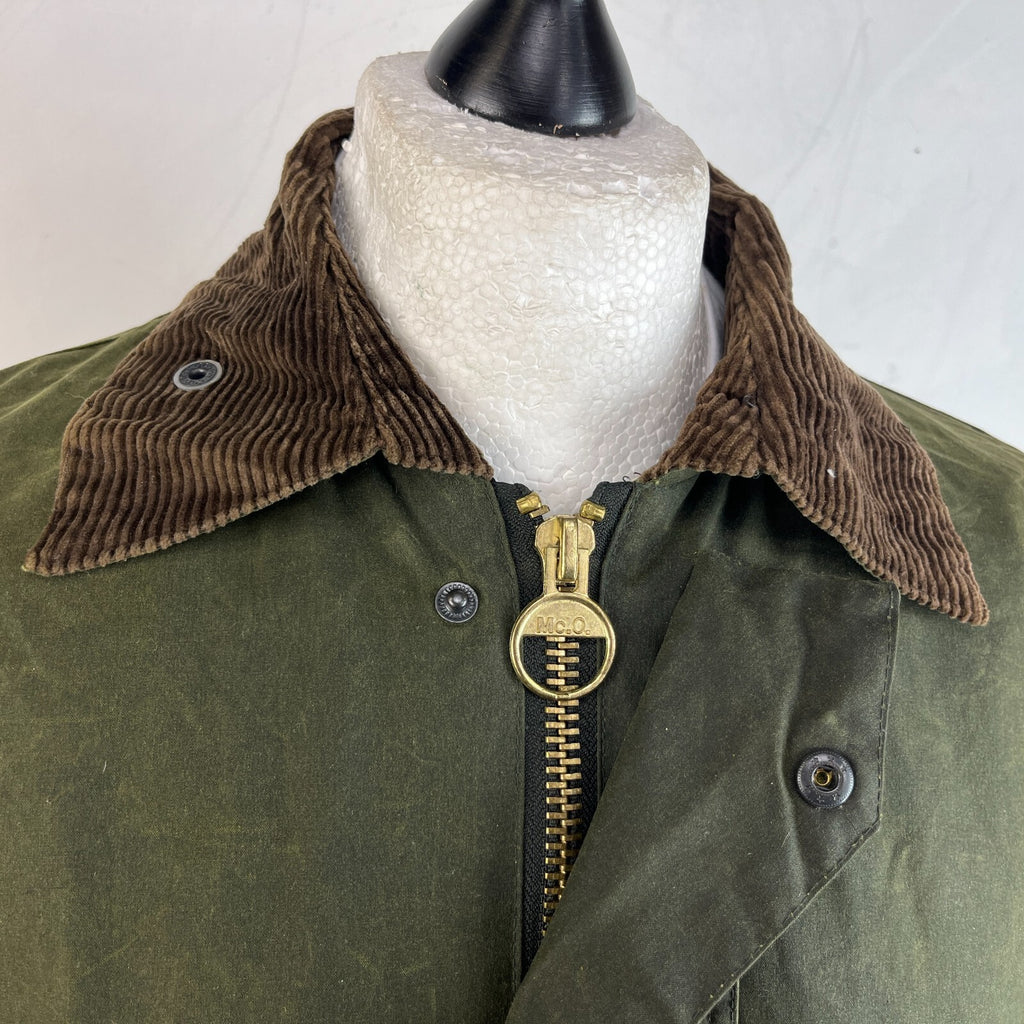 Mc Orvis Wax Jacket Mens size XL Green Waxed Coat Made in the UK