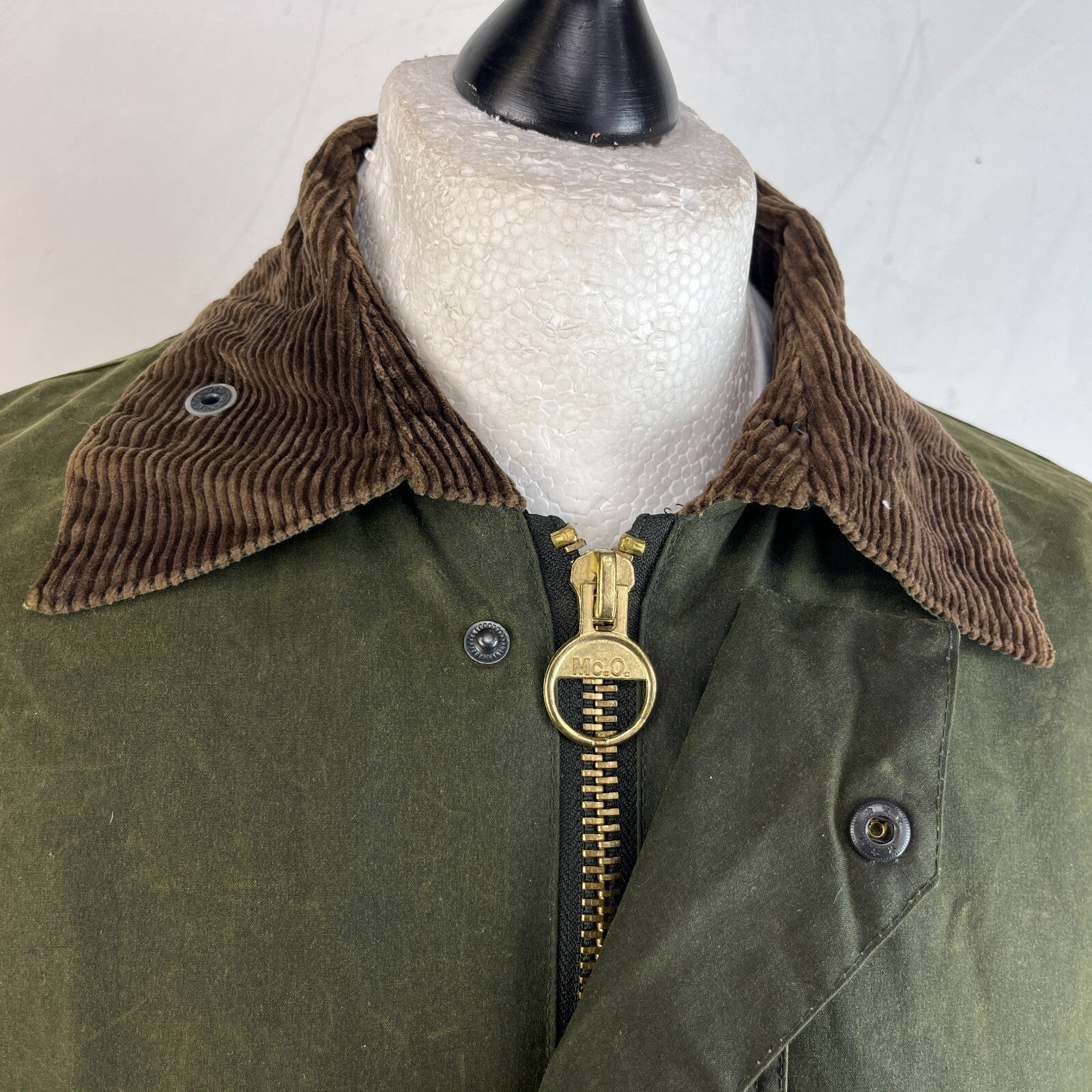 Mc Orvis Wax Jacket Mens size XL Green Waxed Coat Made in the UK