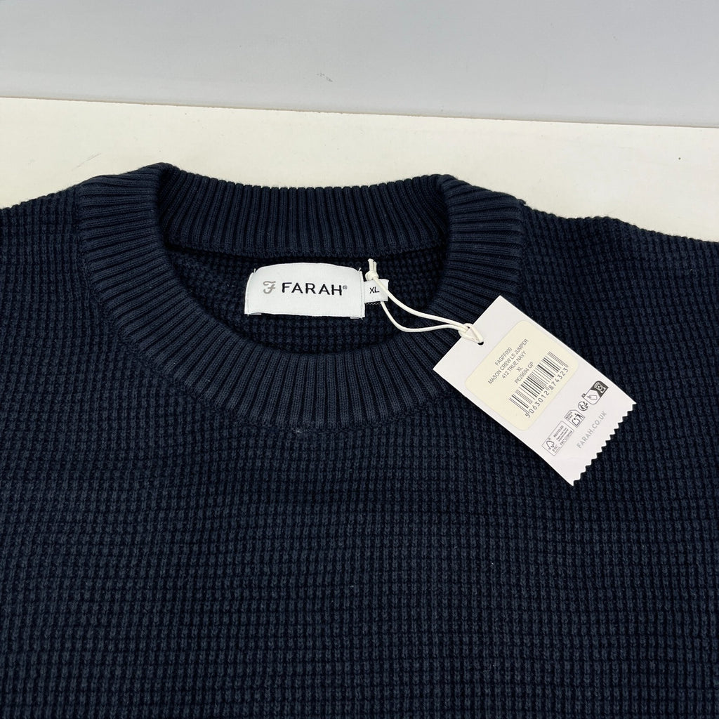 Farah Men's Navy Blue Cotton Crew Neck Pullover Jumper size XL